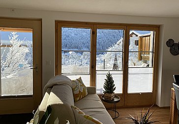 Ferienwohnung in Scuol - Aussicht Winter aus der Wohnung